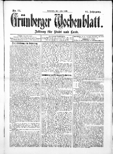 Gr&uuml;nberger Wochenblatt: Zeitung f&uuml;r Stadt und Land, No. 52. ( 1. Mai 1909 )