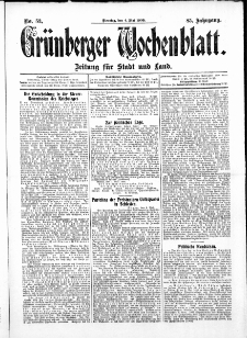 Grünberger Wochenblatt: Zeitung für Stadt und Land, No. 53. ( 4. Mai 1909 )
