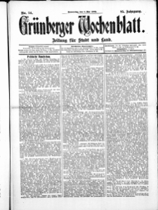 Grünberger Wochenblatt: Zeitung für Stadt und Land, No. 54. (6. Mai 1909 )