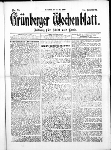 Gr&uuml;nberger Wochenblatt: Zeitung f&uuml;r Stadt und Land, No. 58. ( 15. Mai 1909 )