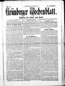 Gr&uuml;nberger Wochenblatt: Zeitung f&uuml;r Stadt und Land, No. 75. ( 24. Juni 1909 )