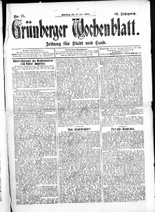 Gr&uuml;nberger Wochenblatt: Zeitung f&uuml;r Stadt und Land, No. 77. (29. Juni 1909 )