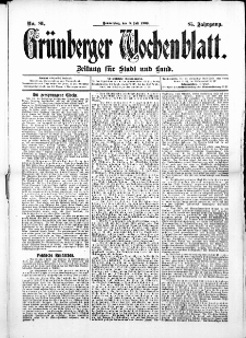 Gr&uuml;nberger Wochenblatt: Zeitung f&uuml;r Stadt und Land, No. 81. ( 8. Juli 1909 )