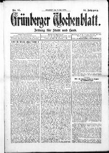 Gr&uuml;nberger Wochenblatt: Zeitung f&uuml;r Stadt und Land, No. 85. ( 17. Juli 1909 )