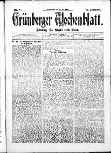 Gr&uuml;nberger Wochenblatt: Zeitung f&uuml;r Stadt und Land, No. 87. ( 22. Juli 1909 )