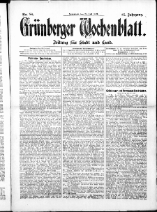 Gr&uuml;nberger Wochenblatt: Zeitung f&uuml;r Stadt und Land, No. 88. ( 24. Juli 1909 )