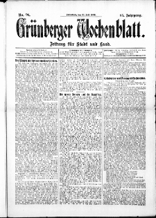 Gr&uuml;nberger Wochenblatt: Zeitung f&uuml;r Stadt und Land, No. 91. (31. Juli 1909 )