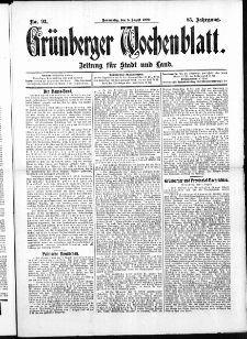 Gr&uuml;nberger Wochenblatt: Zeitung f&uuml;r Stadt und Land, No. 93. ( 5 . August 1909 )