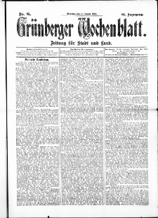 Gr&uuml;nberger Wochenblatt: Zeitung f&uuml;r Stadt und Land, No. 95. ( 10. August 1909 )
