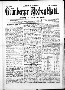 Gr&uuml;nberger Wochenblatt: Zeitung f&uuml;r Stadt und Land, No. 103. ( 28. August 1909 )
