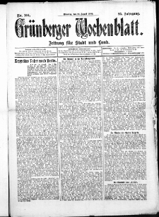 Gr&uuml;nberger Wochenblatt: Zeitung f&uuml;r Stadt und Land, No. 104. ( 31. August 1909 )