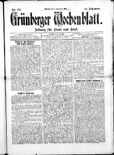 Gr&uuml;nberger Wochenblatt: Zeitung f&uuml;r Stadt und Land, No. 107. ( 7. September 1909 )