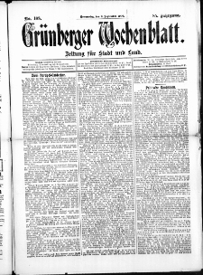 Gr&uuml;nberger Wochenblatt: Zeitung f&uuml;r Stadt und Land, No. 108. ( 9. September 1909 )