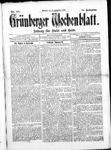 Gr&uuml;nberger Wochenblatt: Zeitung f&uuml;r Stadt und Land, No. 110. ( 14. September 1909 )