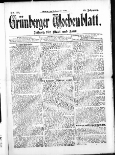 Gr&uuml;nberger Wochenblatt: Zeitung f&uuml;r Stadt und Land, No. 116. ( 28. September 1909 )