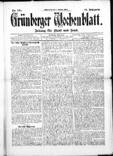 Gr&uuml;nberger Wochenblatt: Zeitung f&uuml;r Stadt und Land, No. 120 ( 7. Oktober 1909 )