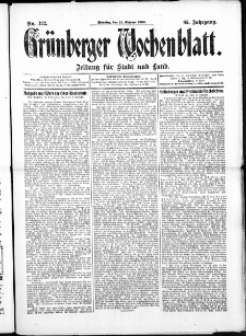 Gr&uuml;nberger Wochenblatt: Zeitung f&uuml;r Stadt und Land, No. 122. ( 12. Oktober 1909 )