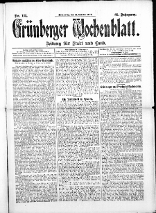 Grünberger Wochenblatt: Zeitung für Stadt und Land, No. 123. ( 14. Oktober 1909 )