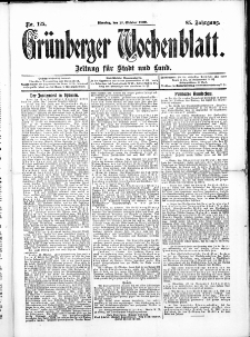 Gr&uuml;nberger Wochenblatt: Zeitung f&uuml;r Stadt und Land, No. 125. ( 19. Oktober 1909 )
