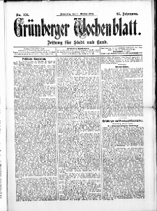 Gr&uuml;nberger Wochenblatt: Zeitung f&uuml;r Stadt und Land, No. 126. ( 21. Oktober 1909 )