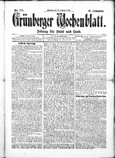 Gr&uuml;nberger Wochenblatt: Zeitung f&uuml;r Stadt und Land, No. 128. ( 26. Oktober 1909 )