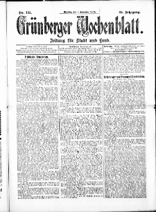 Gr&uuml;nberger Wochenblatt: Zeitung f&uuml;r Stadt und Land, No. 131. ( 2. November 1909 )
