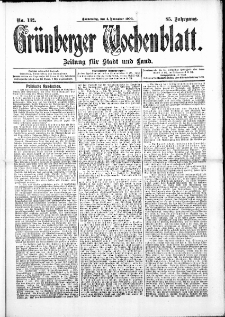 Gr&uuml;nberger Wochenblatt: Zeitung f&uuml;r Stadt und Land, No. 132. ( 4. November 1909 )