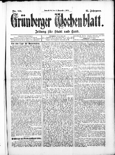 Gr&uuml;nberger Wochenblatt: Zeitung f&uuml;r Stadt und Land, No. 133. ( 6. November 1909 )