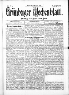 Gr&uuml;nberger Wochenblatt: Zeitung f&uuml;r Stadt und Land, No. 134. ( 9. November 1909 )