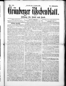 Gr&uuml;nberger Wochenblatt: Zeitung f&uuml;r Stadt und Land, No. 136. ( 13. November 1909 )