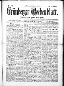 Gr&uuml;nberger Wochenblatt: Zeitung f&uuml;r Stadt und Land, No. 137. ( 16. November 1909 )
