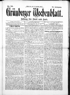 Gr&uuml;nberger Wochenblatt: Zeitung f&uuml;r Stadt und Land, No. 141. ( 25. November 1909 )