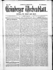 Gr&uuml;nberger Wochenblatt: Zeitung f&uuml;r Stadt und Land, No. 142. ( 27. November 1909 )