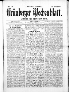 Grünberger Wochenblatt: Zeitung für Stadt und Land, No. 143. ( 30. November 1909 )