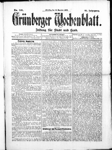 Grünberger Wochenblatt: Zeitung für Stadt und Land, No. 148. ( 14. December 1909 )