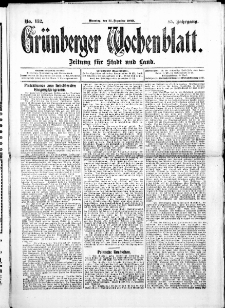 Gr&uuml;nberger Wochenblatt: Zeitung f&uuml;r Stadt und Land, No. 152. ( 21. December 1909 )