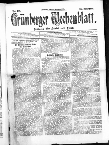 Grünberger Wochenblatt: Zeitung für Stadt und Land, No. 156. ( 30. December 1909 )