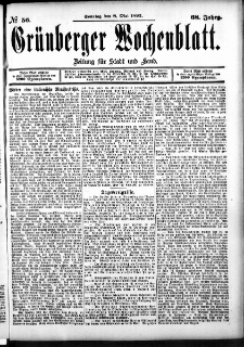 Gr&uuml;nberger Wochenblatt: Zeitung f&uuml;r Stadt und Land, No. 56. (8. Mai 1892)
