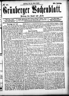 Grünberger Wochenblatt: Zeitung für Stadt und Land, No. 58. (13. Mai 1892)