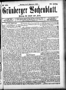 Grünberger Wochenblatt: Zeitung für Stadt und Land, No. 108. (6. September 1892)
