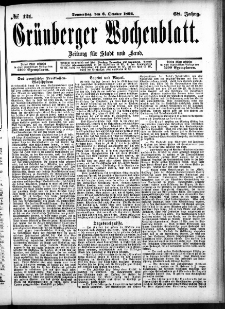 Grünberger Wochenblatt: Zeitung für Stadt und Land, No. 121. (6. October 1892)