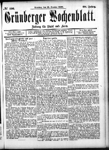 Gr&uuml;nberger Wochenblatt: Zeitung f&uuml;r Stadt und Land, No. 126. (18. October 1892)
