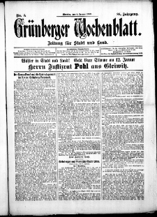 Gr&uuml;nberger Wochenblatt: Zeitung f&uuml;r Stadt und Land, No. 3. ( 9. Januar 1912 )