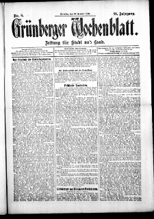 Gr&uuml;nberger Wochenblatt: Zeitung f&uuml;r Stadt und Land, No. 6. ( 16. Januar 1912 )