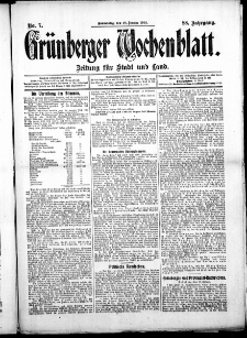 Gr&uuml;nberger Wochenblatt: Zeitung f&uuml;r Stadt und Land, No. 7. ( 18. Januar 1912 )