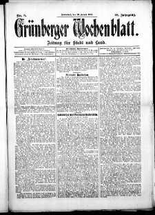 Gr&uuml;nberger Wochenblatt: Zeitung f&uuml;r Stadt und Land, No. 8. ( 20. Januar 1912 )