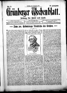 Gr&uuml;nberger Wochenblatt: Zeitung f&uuml;r Stadt und Land, No. 9. ( 23. Januar 1912 )