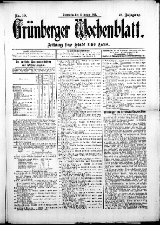 Gr&uuml;nberger Wochenblatt: Zeitung f&uuml;r Stadt und Land, No. 10. ( 25. Januar 1912 )