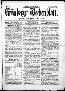 Gr&uuml;nberger Wochenblatt: Zeitung f&uuml;r Stadt und Land, No. 11. ( 27. Januar 1912 )