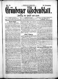 Gr&uuml;nberger Wochenblatt: Zeitung f&uuml;r Stadt und Land, No. 20. ( 17. Februar 1912 )